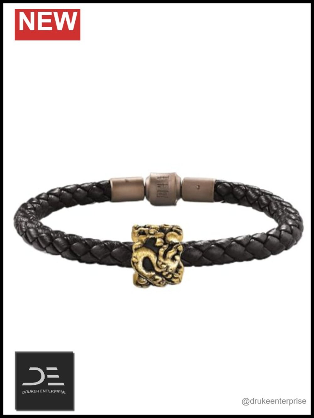 24K Gold Dragon Charm Bracelet Unisex 7.48in